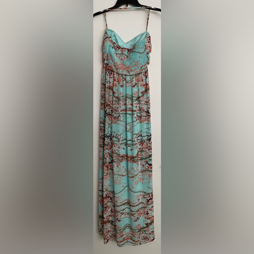 Jessica Simpson Floral Maxi Dress - Aqua and Coral - Picture 8 of 11